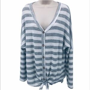 ODDY women’s top‎ gray and white striped tie  3 XL